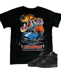 Daytona Race car shirt with vibrant colors. 